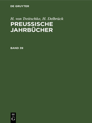 cover image of Preußische Jahrbücher, Band 39